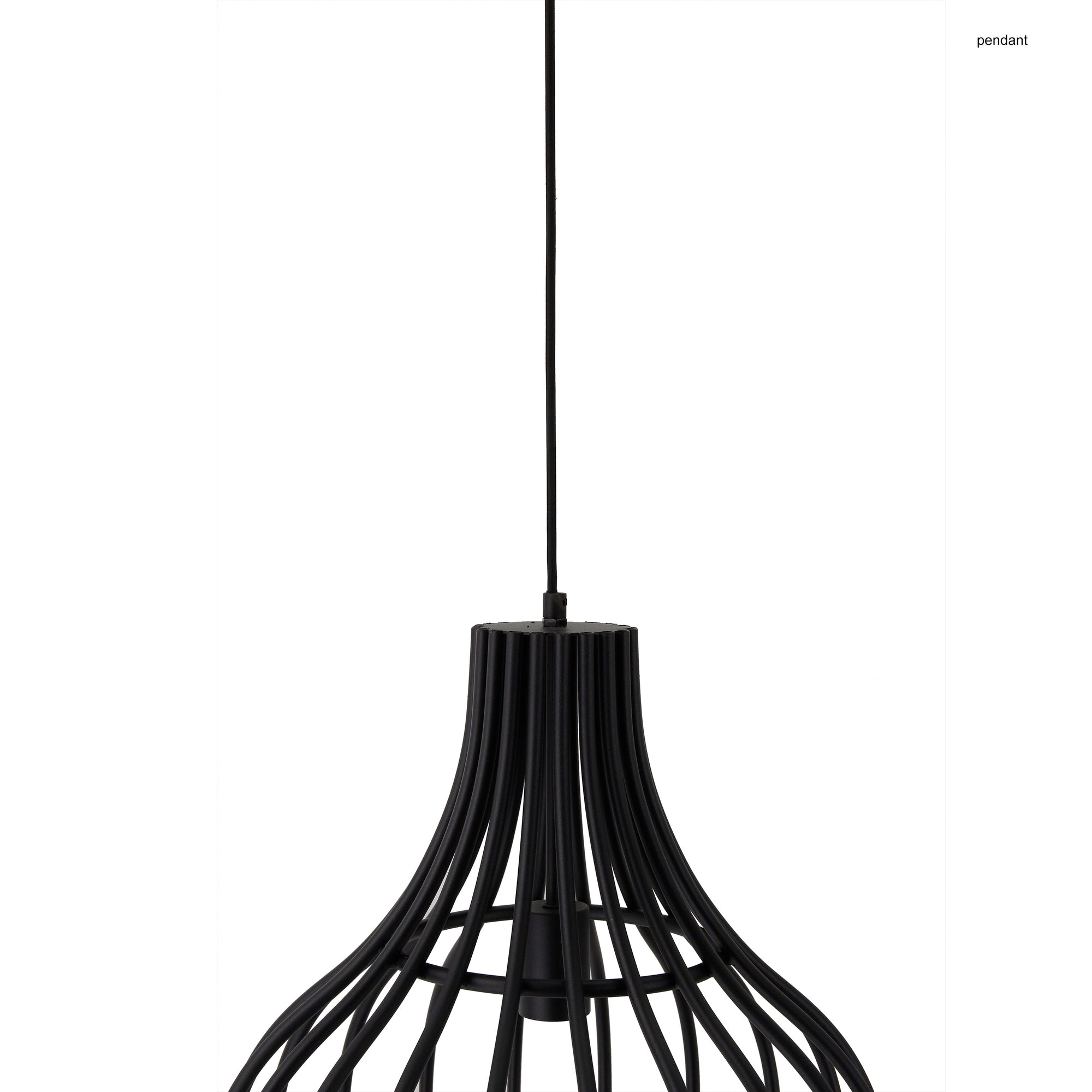 Chericoni Goccia hanglamp, zwart metaal, Ø40 cm, robuust ontwerp, sfeervol bovenaanzicht met stijlvolle, stoere uitstraling.