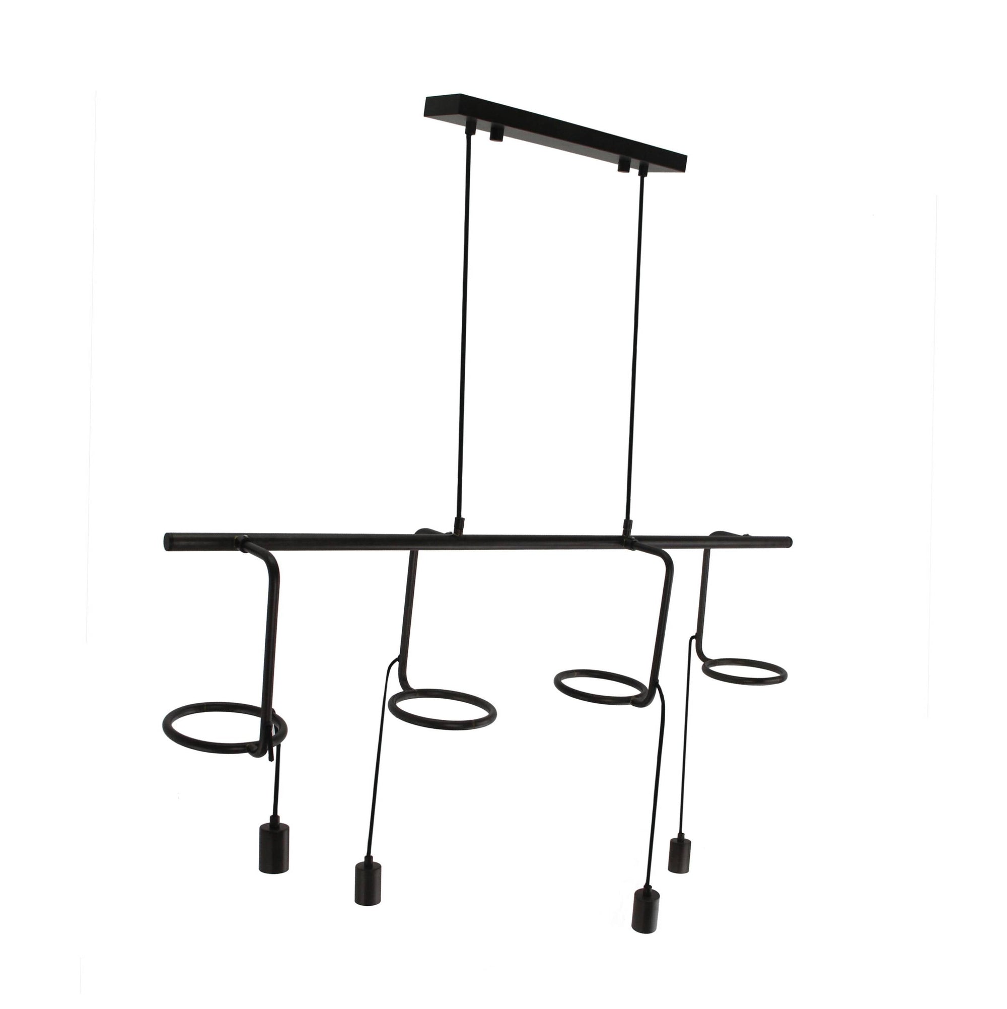 Chericoni Anello hanglamp, 4 lichts, E27 fitting, zwart design, stijlvol en modern voor diverse interieurstijlen.