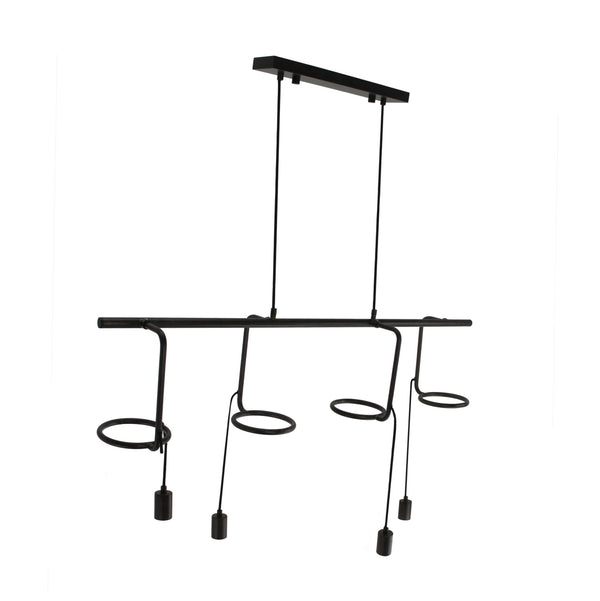 Chericoni Anello hanglamp, 4 lichts, E27 fitting, zwart design, stijlvol en modern voor diverse interieurstijlen.