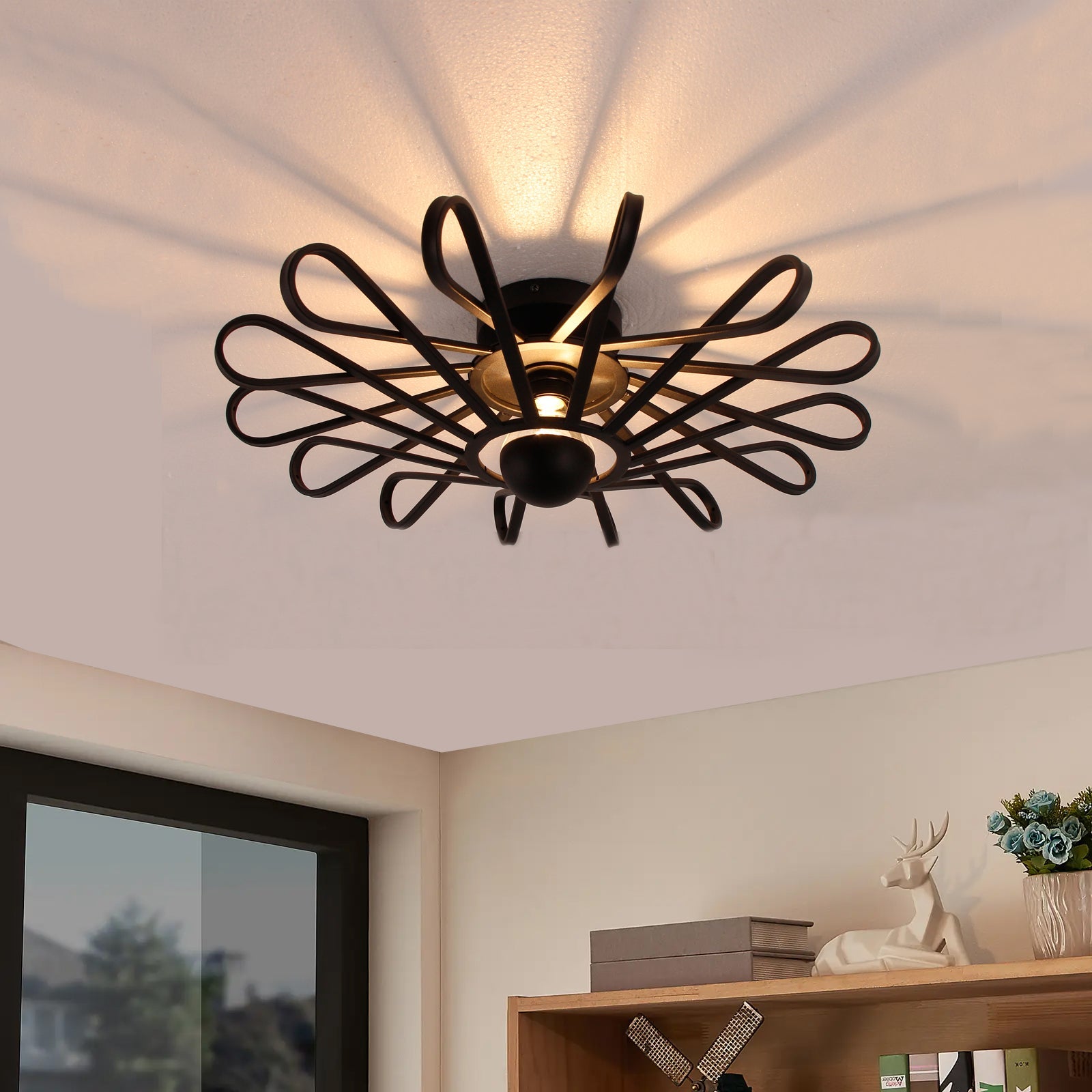 Chericoni Arco plafondlamp, 56 cm diameter, eigentijds design in zwart, ideaal voor stijlvolle interieurverlichting.