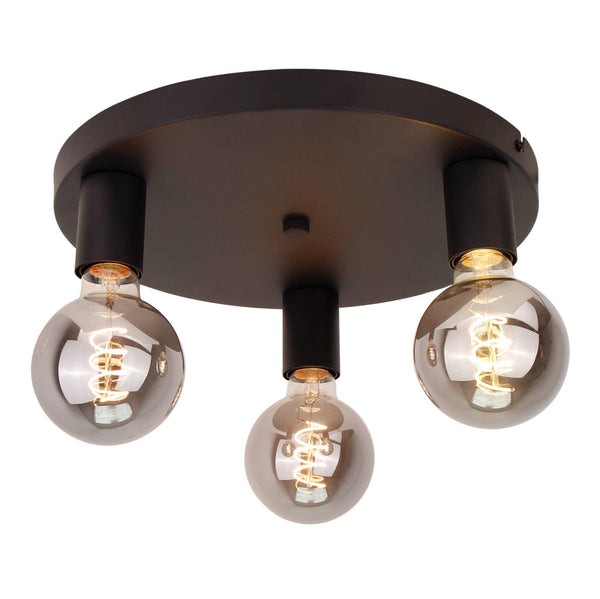 Plafondlamp Chericoni Basic, zwart, Ø28 cm, 3 lichtpunten, E27 fitting. Modern design voor stijlvolle interieurverlichting.