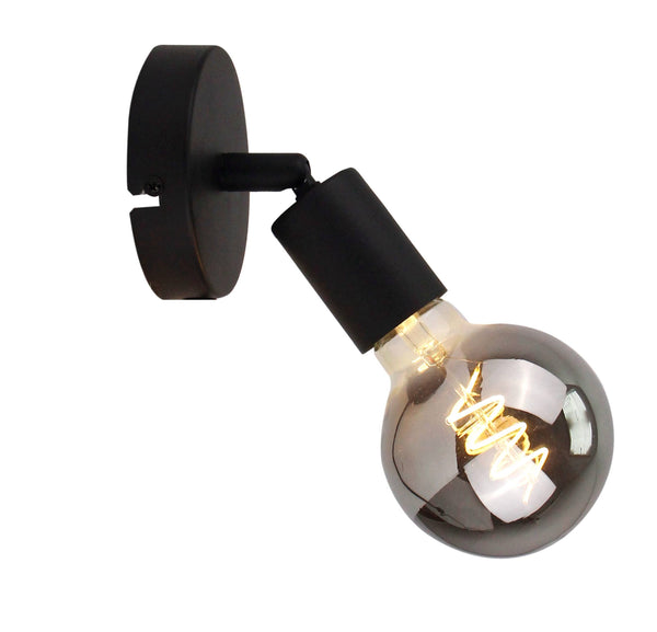 Wandlamp Chericoni Basic, zwart, Ø10 cm, 1 lichtpunt, E27 fitting, knikarm zonder snoer. Stijlvol en modern wanddesign.