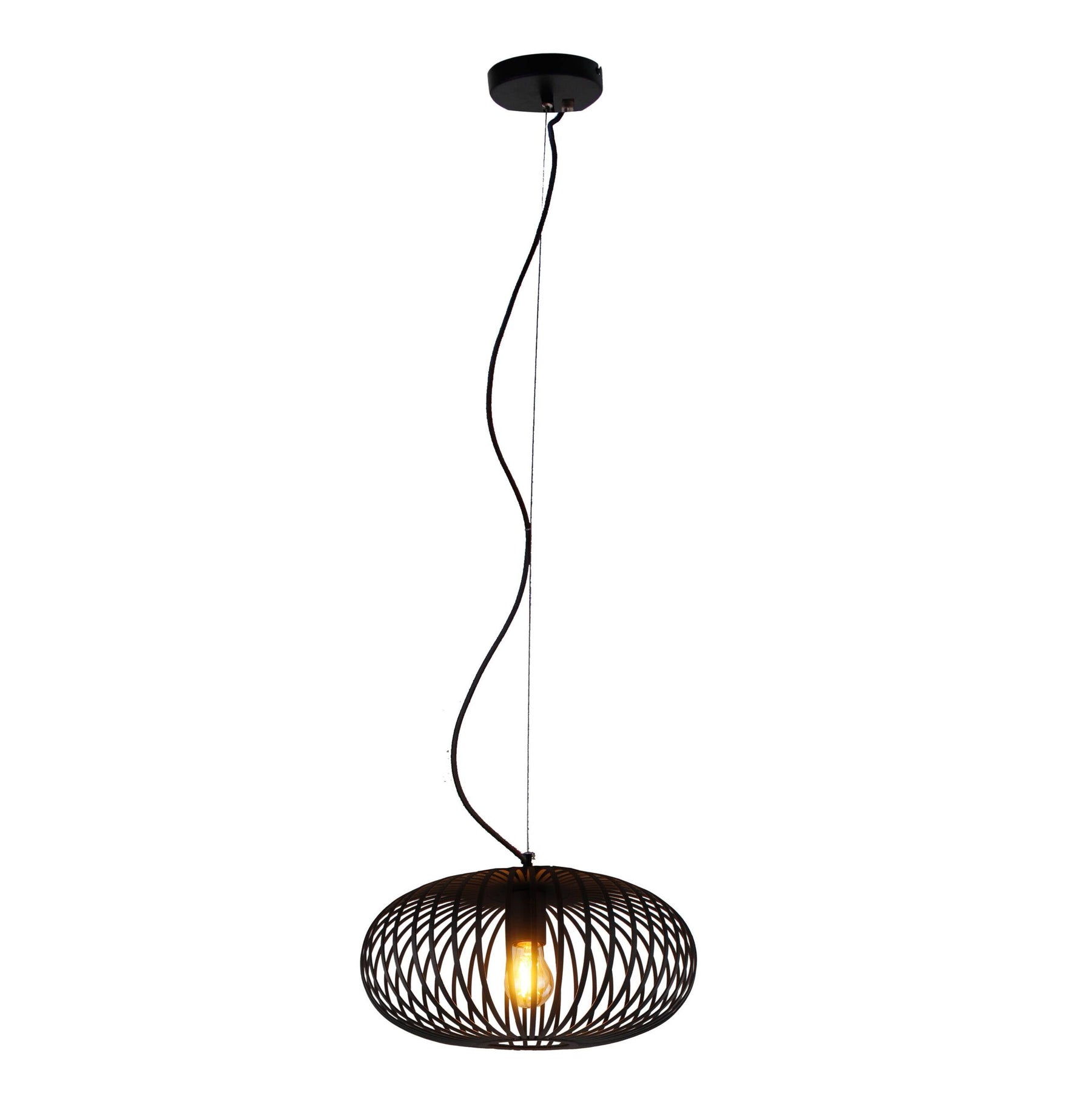 Hanglamp Chericoni Curvato, zwart, Ø 40 cm, 1 lichtpunt, E27 fitting. Modern design voor sfeervolle interieurverlichting.
