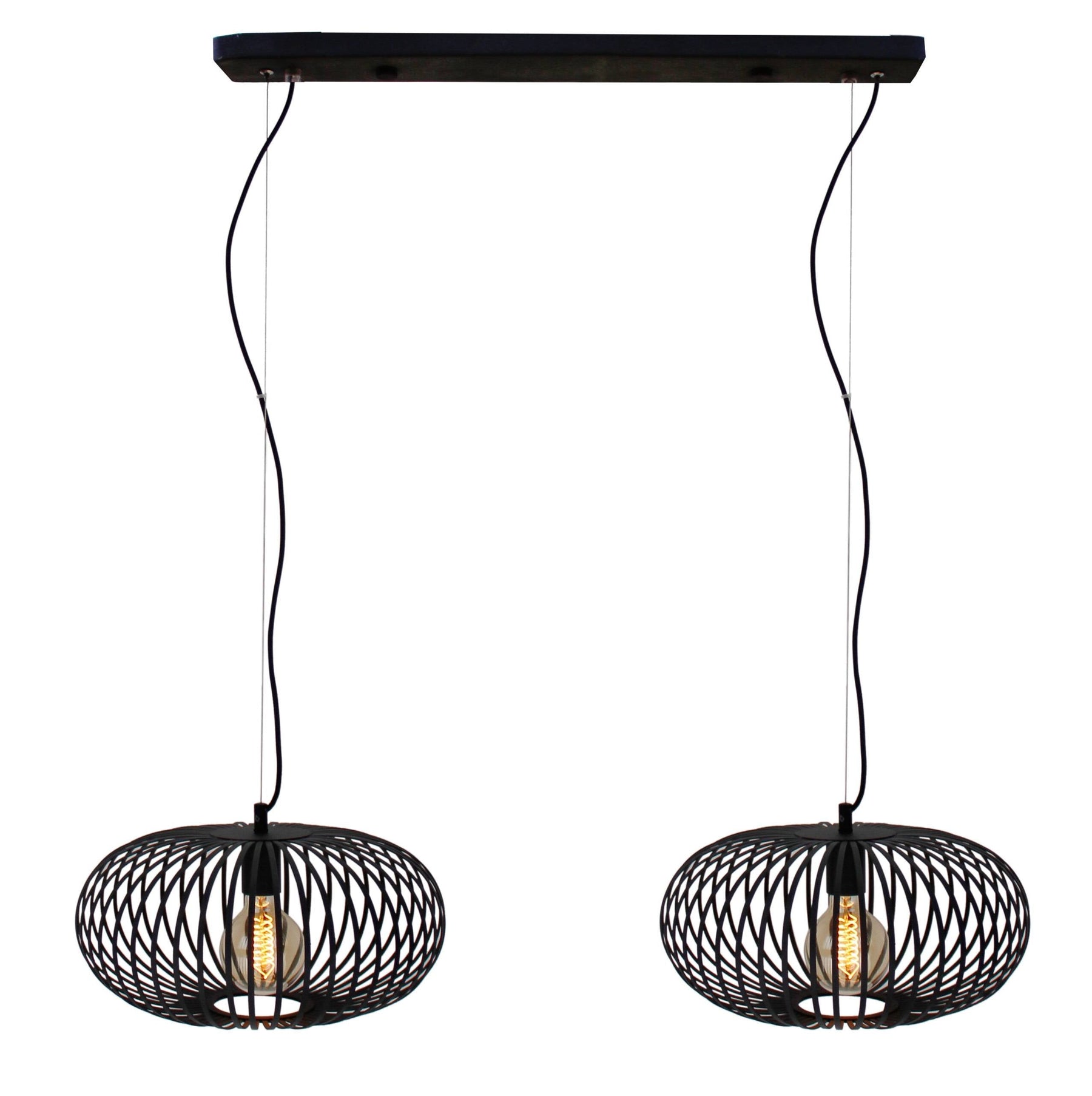 Hanglamp Chericoni Curvato, zwart, Ø 40 cm, 2 lichtpunten, E27 fitting. Modern design voor stijlvolle interieurverlichting.