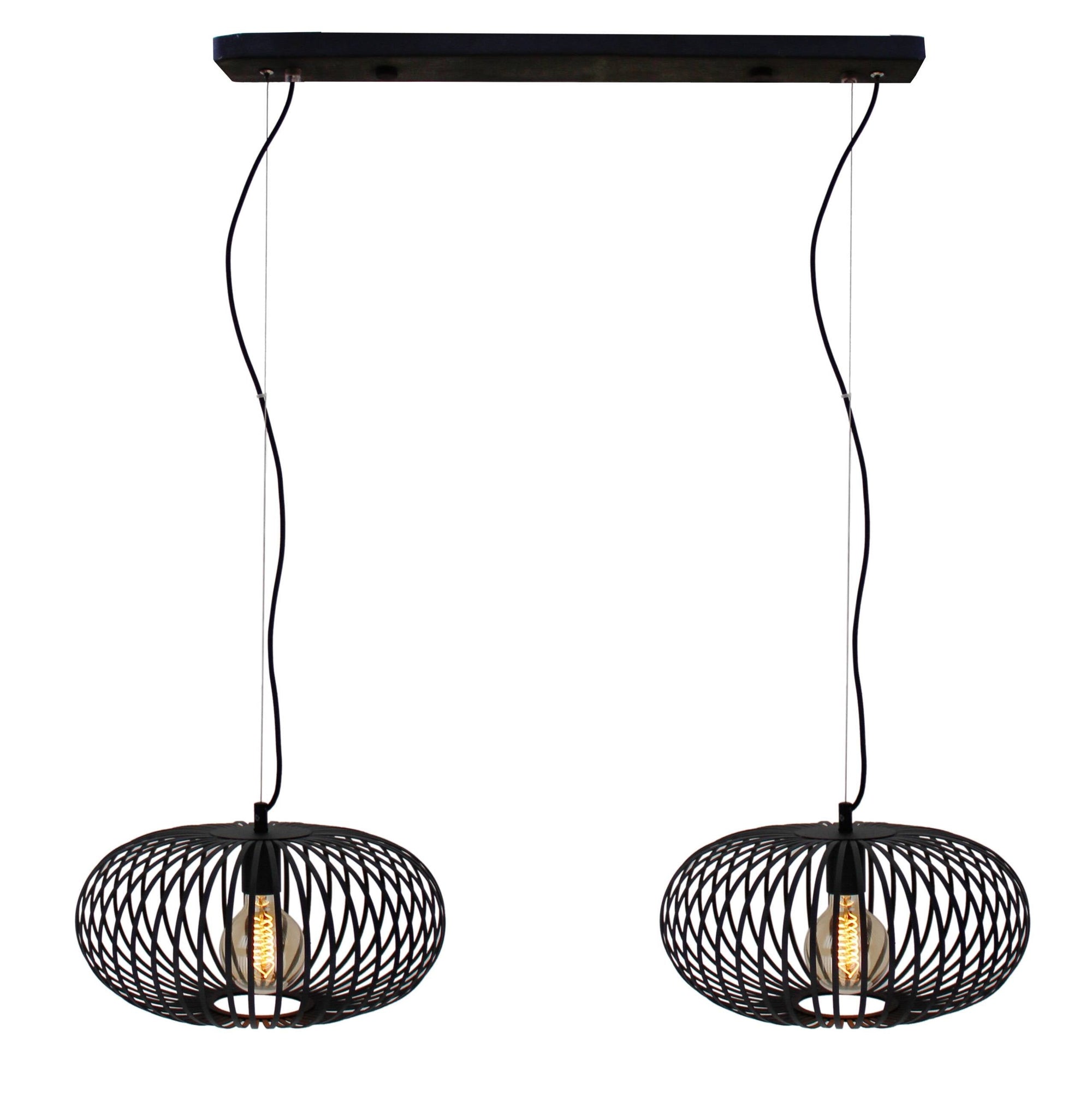 Hanglamp Chericoni Curvato, zwart, Ø 40 cm, 2 lichtpunten, E27 fitting. Modern design voor stijlvolle interieurverlichting.