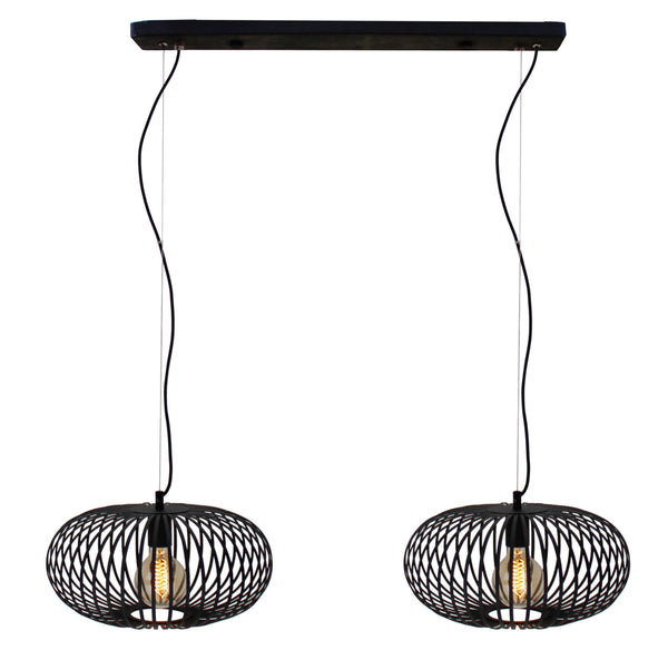 Hanglamp Chericoni Curvato, zwart, Ø 40 cm, 2 lichtpunten, E27 fitting. Modern design voor stijlvolle interieurverlichting.