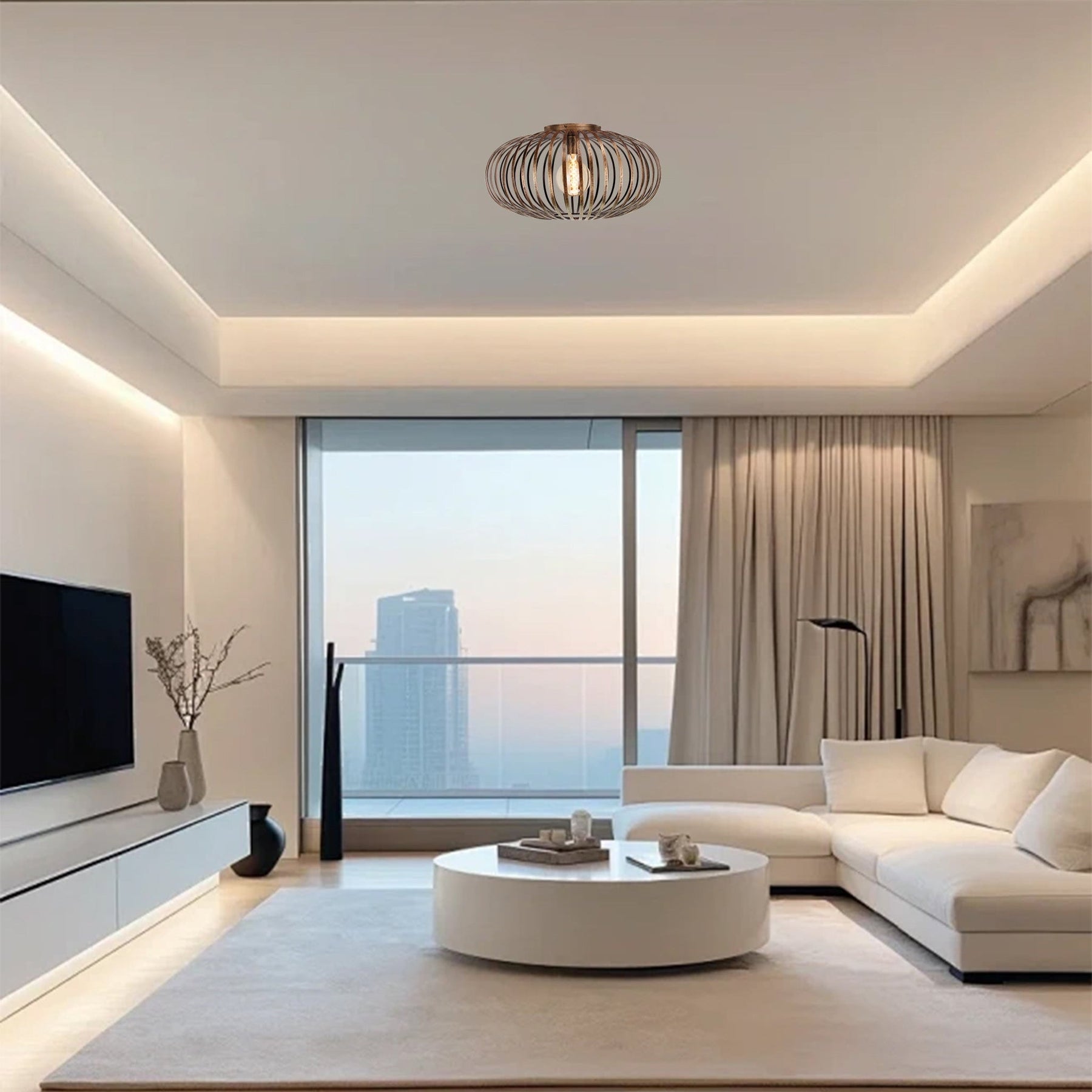 Plafondlamp Chericoni Curvato, brons, Ø60 cm, 1 lichtpunt, E27 fitting. Stijlvol en modern design voor sfeervolle verlichting.