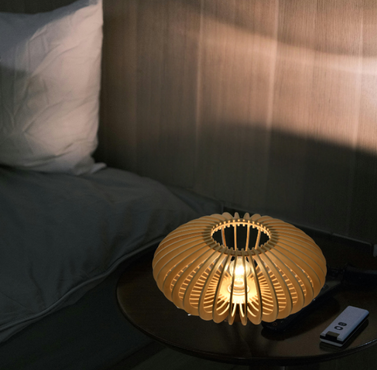 Chericoni Curvato Tafellamp, Ø30 cm, natuurlijk hout, geschikt voor E27 lampen.