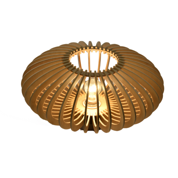 Chericoni Curvato Tafellamp, Ø30 cm, natuurlijk hout, geschikt voor E27 lampen.