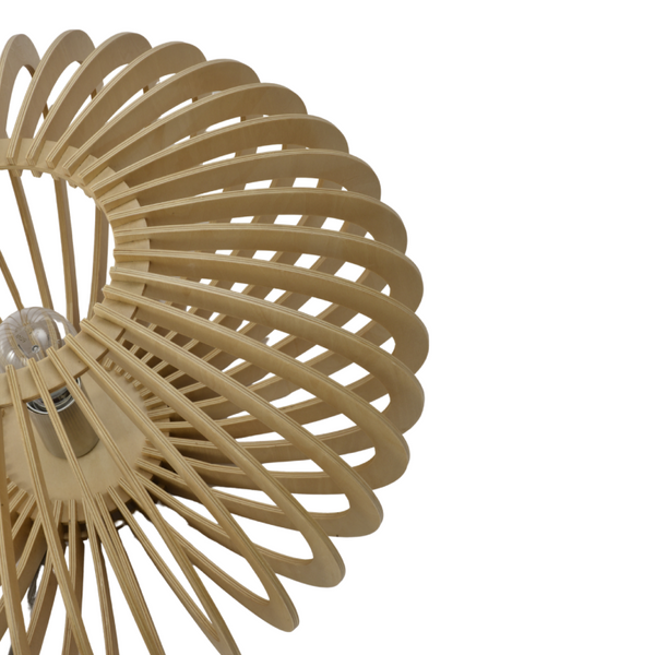 Chericoni Curvato Tafellamp, Ø30 cm, natuurlijk hout, geschikt voor E27 lampen.