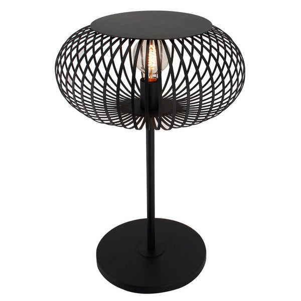 Zwarte Chericoni Curvato vloerlamp, 1-lichts, met een diameter van 40cm, E27 fitting, verstelbare hoogte 59cm of 143cm.