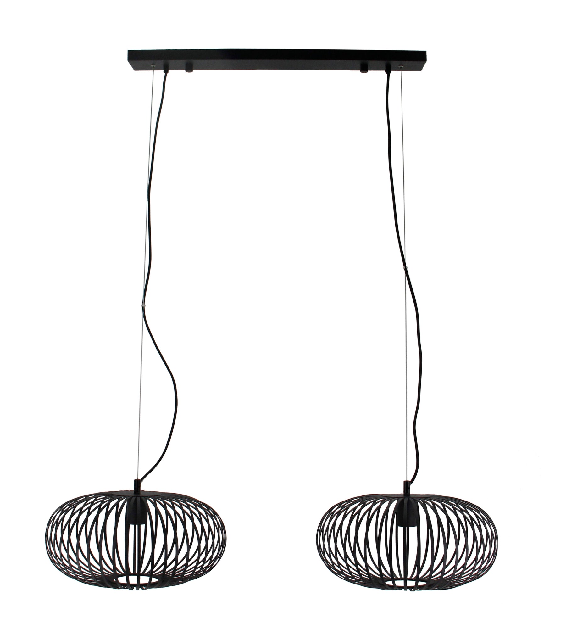Hanglamp Chericoni Curvato, zwart, Ø 40 cm, 2 lichtpunten, E27 fitting. Modern design voor stijlvolle interieurverlichting.
