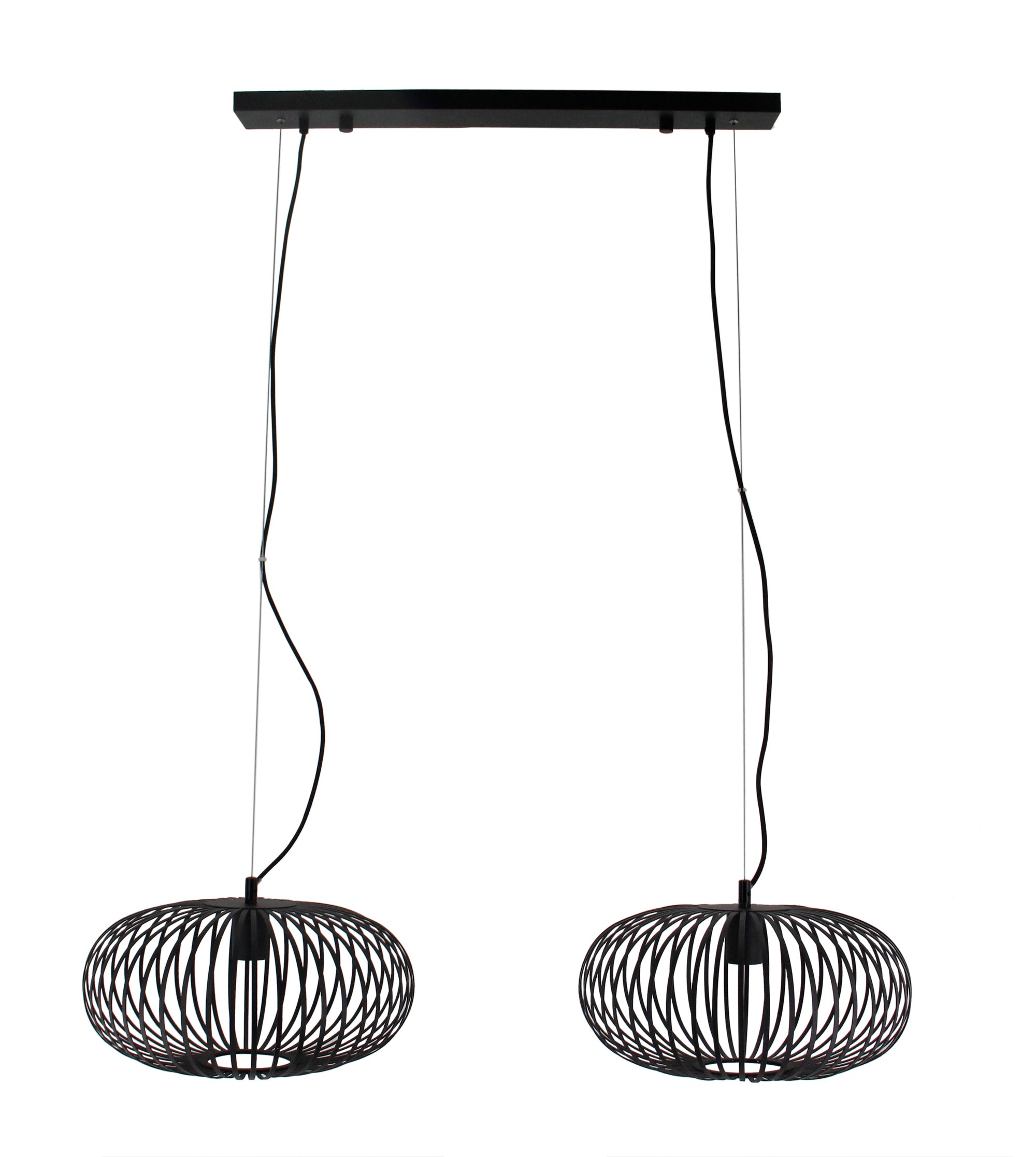 Hanglamp Chericoni Curvato, zwart, Ø 40 cm, 2 lichtpunten, E27 fitting. Modern design voor stijlvolle interieurverlichting.