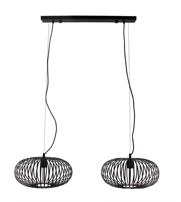 Hanglamp Chericoni Curvato, zwart, Ø 40 cm, 2 lichtpunten, E27 fitting. Modern design voor stijlvolle interieurverlichting.