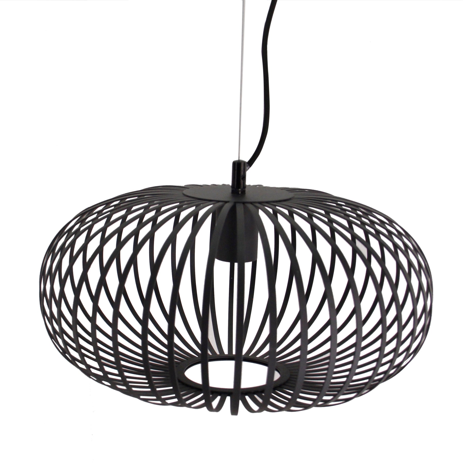Hanglamp Chericoni Curvato, zwart, Ø 40 cm, 2 lichtpunten, E27 fitting. Modern design voor stijlvolle interieurverlichting.