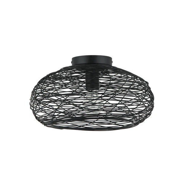 Detail van Chericoni Filo Sottile plafondlamp, 1 lichts, Ø34 cm, zwart, van ijzer en metaal, bovenaanzicht.