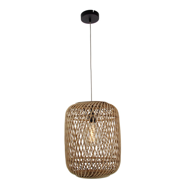 Kleine Chericoni Nature Diagonaal Hanglamp, Ø32 cm, met natuurlijke houtlook.