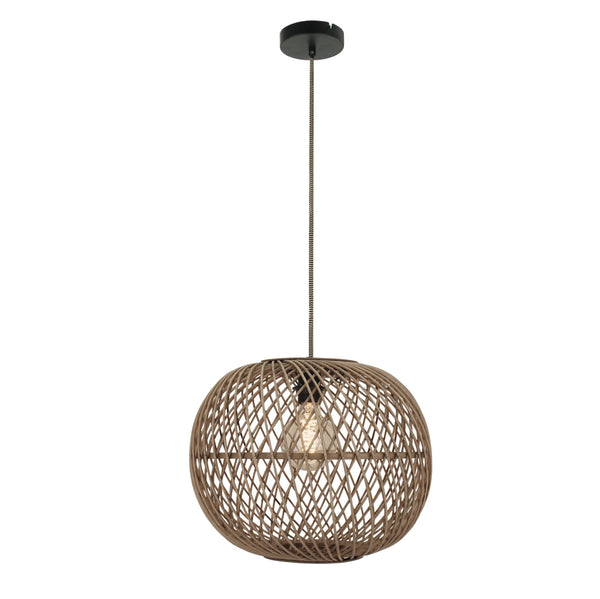 Chericoni Nature Diagonaal Ronde Hanglamp, Ø40 cm, natuur hout, geschikt voor E27 lampen.