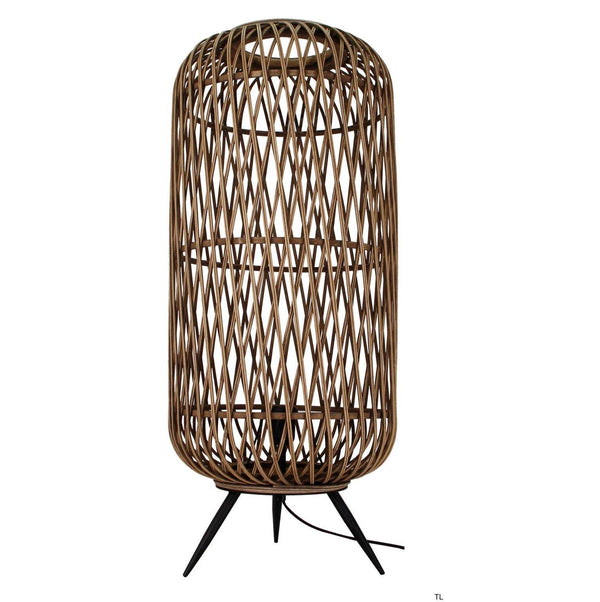 De Nature Diagonaal Vloerlamp (Ø35 cm) combineert bamboe met een strak, zwart design.