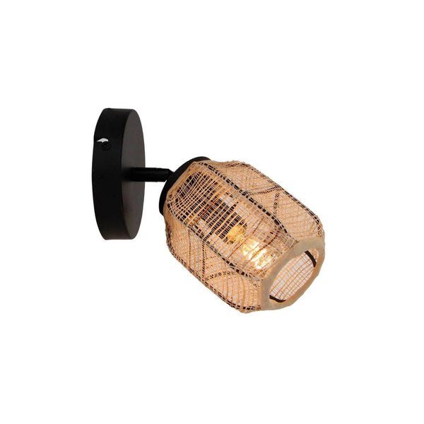 Chericoni Nature Jute plafondspot 1 lichts Ø11 cm, met E14 fitting, bamboe en hout, natuurlijk design voor warme sfeerverlichting.