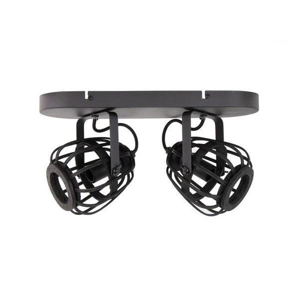 Chericoni Nature Trapeze plafondspot zwart, 2 lichts, Ø11 cm, E14 fitting, voor sfeervolle verlichting in moderne interieurs.