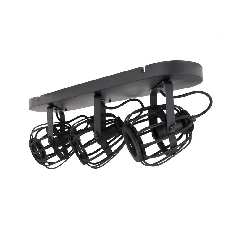 Chericoni Nature Trapeze plafondspot zwart, 3 lichts, Ø11 cm, E14 fitting, voor sfeervolle en gerichte verlichting in moderne interieurs.