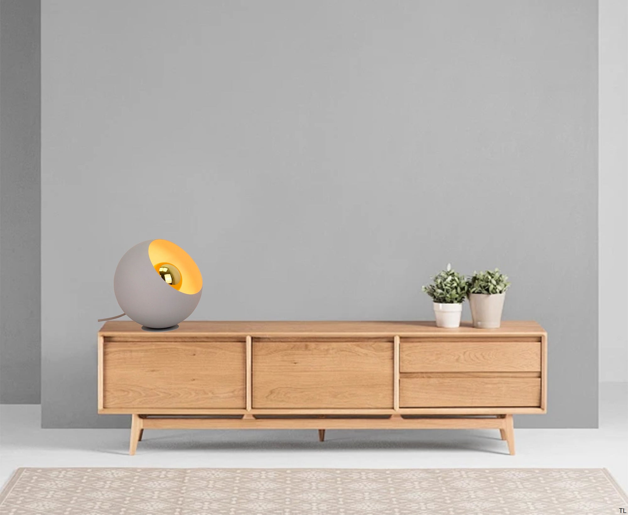 Chericoni Occhio tafellamp, Ø 20 cm, grijs design in ijzer en metaal, ideaal voor moderne en klassieke interieurs.