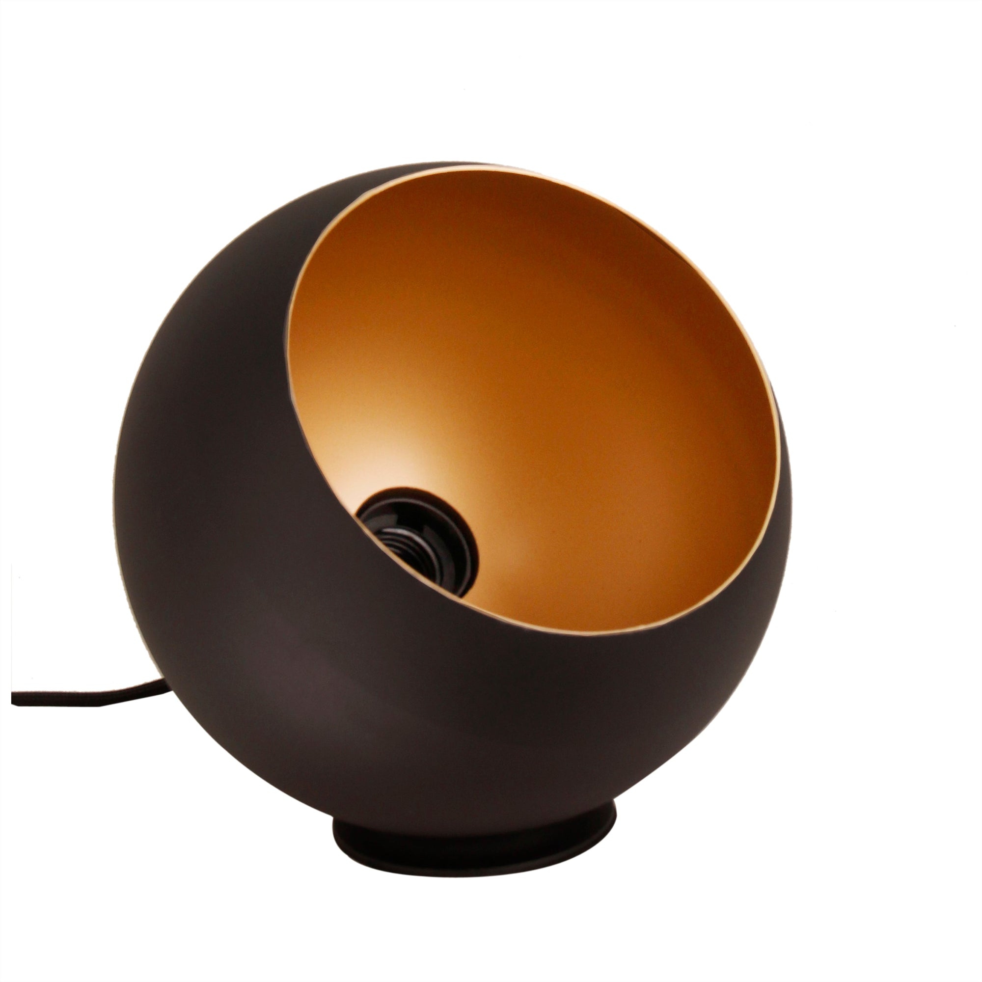 Tafellamp Chericoni Occhio, zwart, Ø20 cm, 1 lichtpunt, ijzer en metaal. Italiaans design voor stijlvolle verlichting.