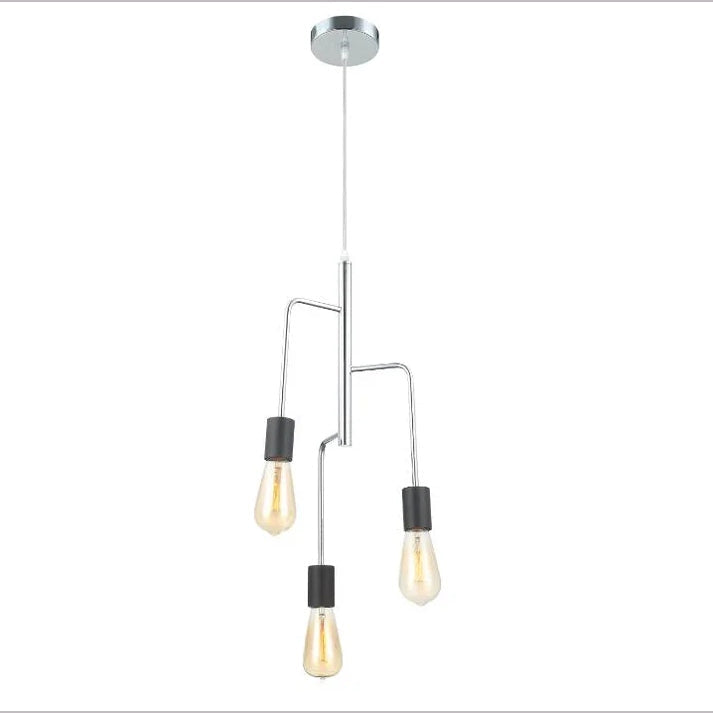 De Chericoni Retro Hanglamp met drie lichtpunten. De lamp heeft een combinatie van chromen en zwarte elementen en een retro design.