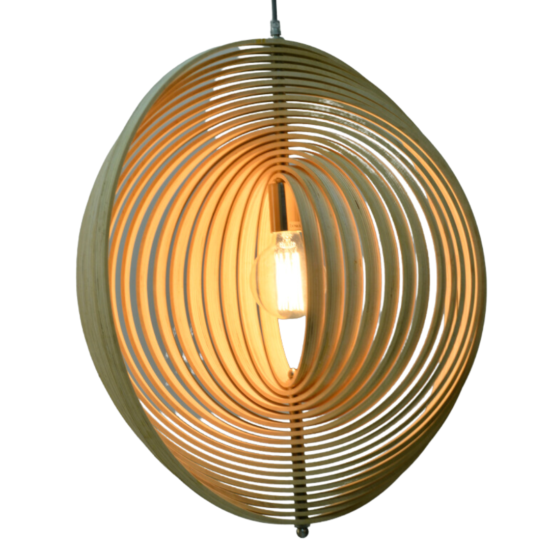 Chericoni Ring Hanglamp – 1 licht – Ø60 cm – E27 – Natuurlijk hout
