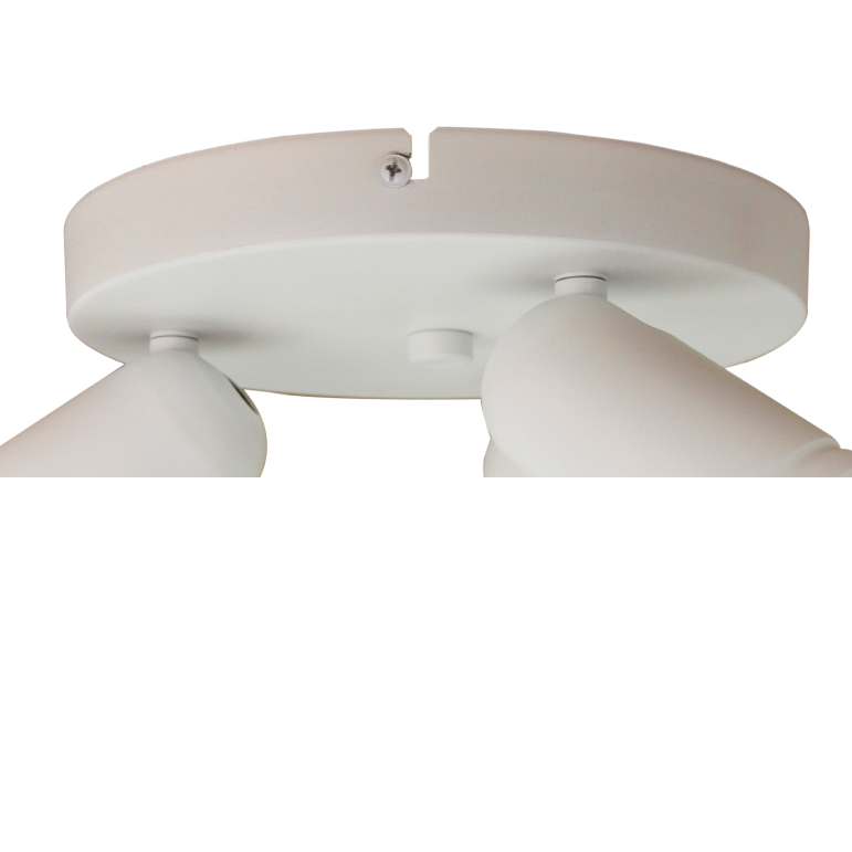 Minimalistische witte Chericoni Spero spotlamp met drie lichtpunten, Ø6 cm.