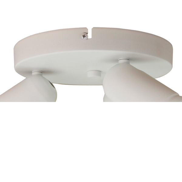 Minimalistische witte Chericoni Spero spotlamp met drie lichtpunten, Ø6 cm.