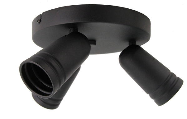 Moderne zwarte Chericoni Spero plafondspot met drie GU10 lichtbronnen.