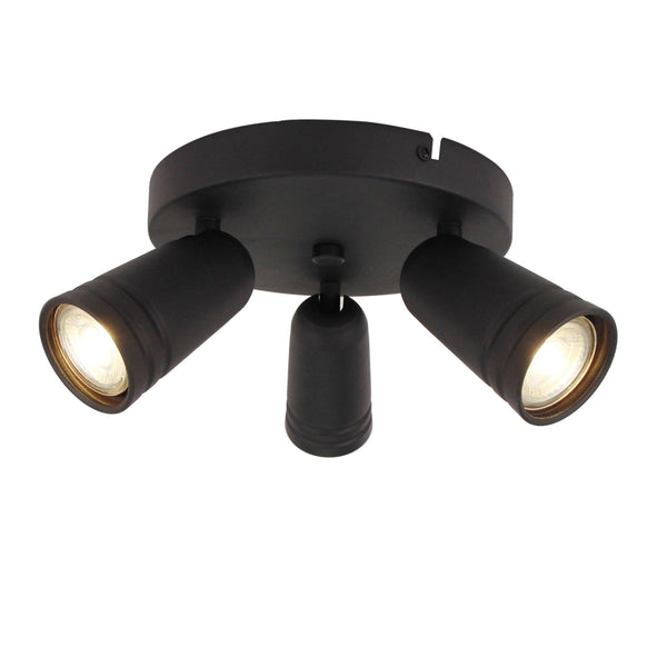 Chericoni Spero zwarte spotlamp met 3 lichtpunten, modern design en Ø6 cm.