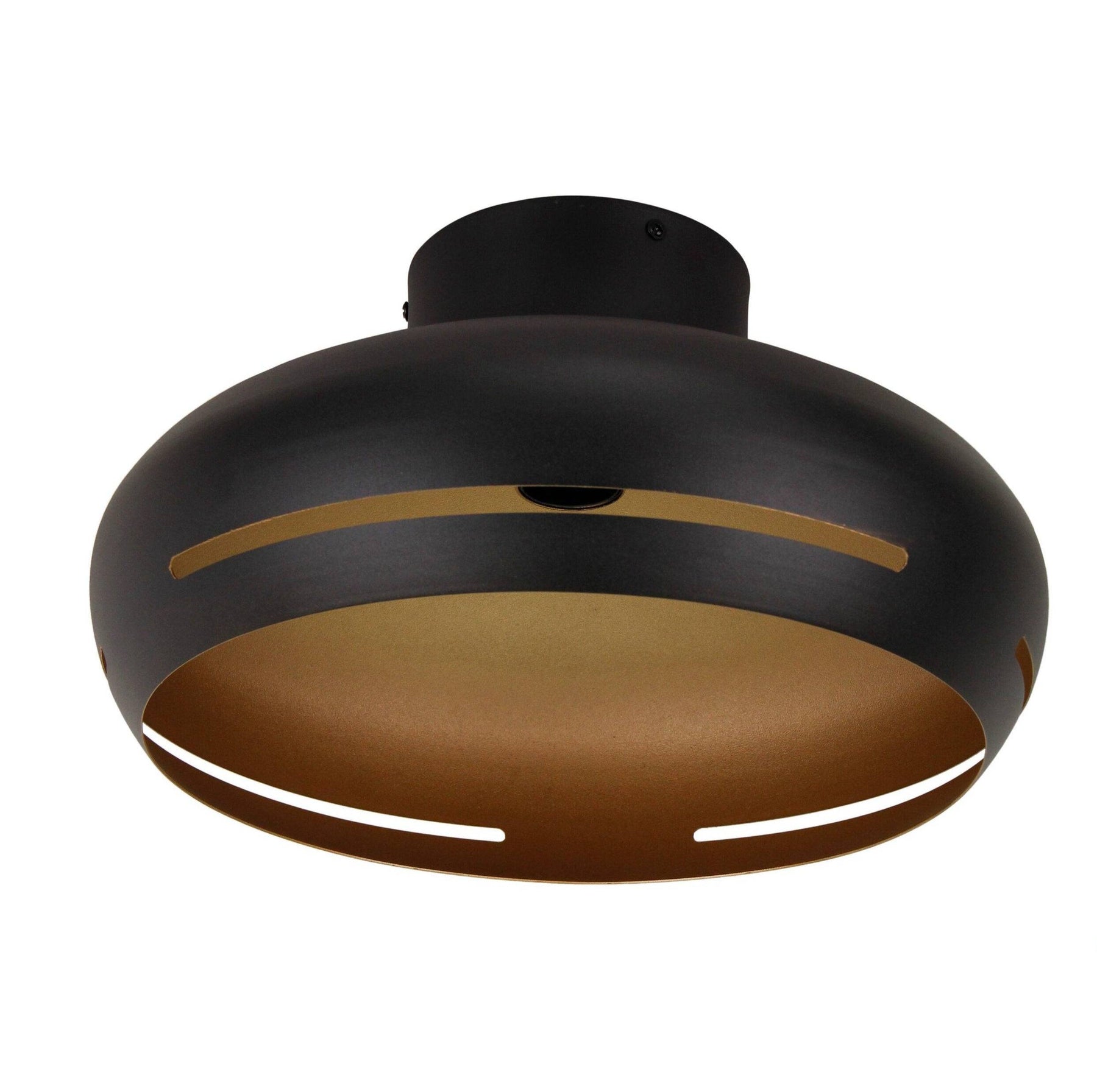 Chericoni Striscia plafondlamp Ø 35 cm, 1 lichts, met E27 fitting, ontworpen in een chique zwart-gouden look.