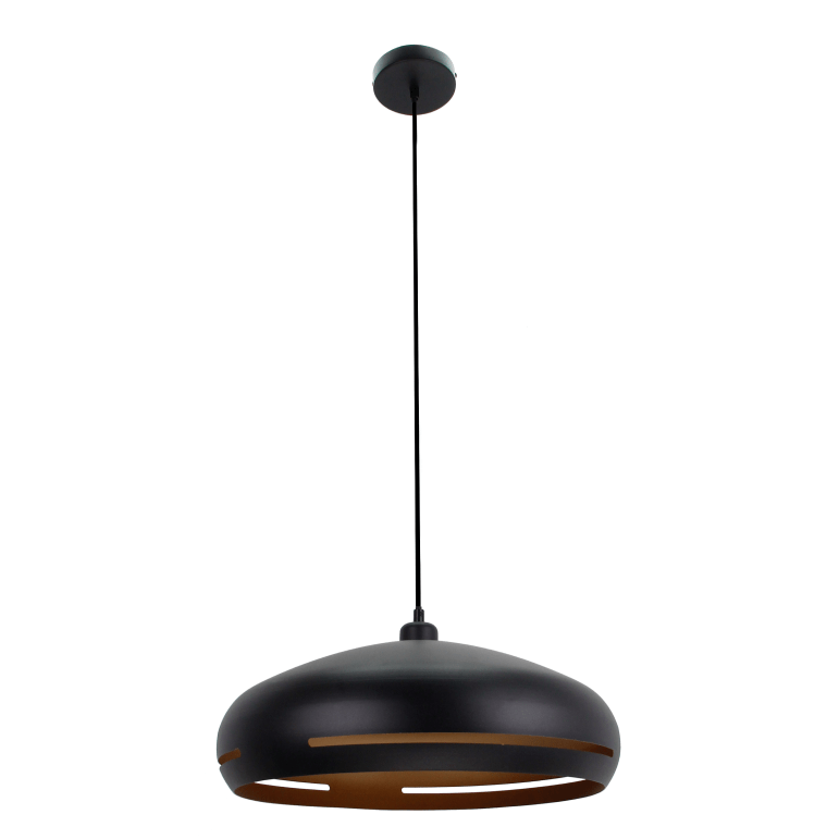 Chericoni Striscia Hanglamp Ø 45 cm, 1 lichts met E27 fitting, uitgevoerd in een luxe zwart met goud design.