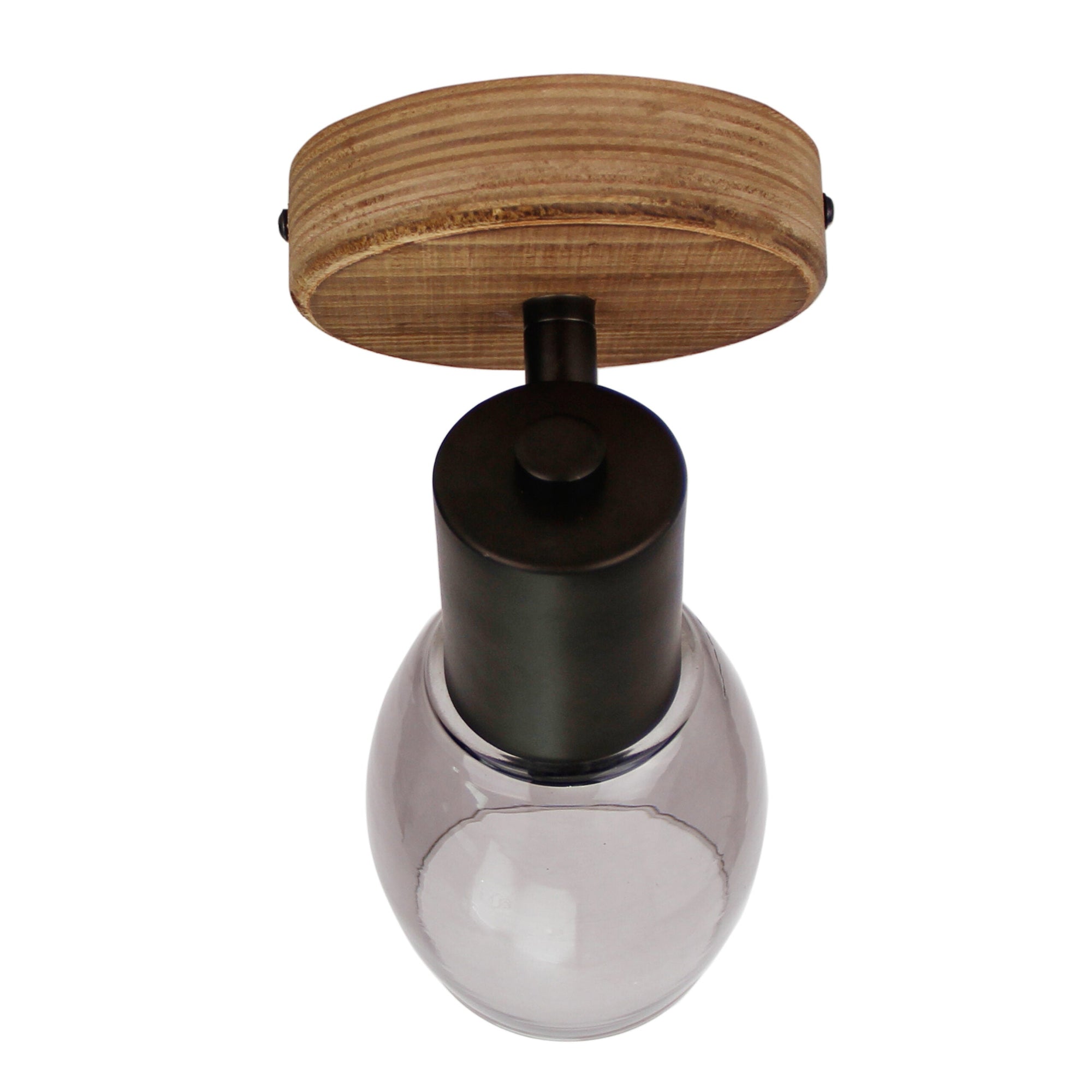 De Chericoni Sylvie Spot (1-lichts) van brons staal met houten voet en getinte glazen kap creëert een warme sfeer in huis. 