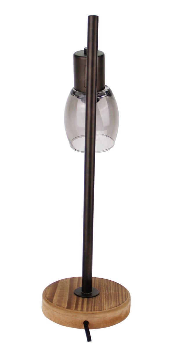 De Chericoni Sylvie Tafellamp (Ø8 cm) in zwart met vintage hout en smoke rookglas is een stijlvolle eyecatcher. De getinte glazen kap geeft een warm licht en creëert sfeer. 