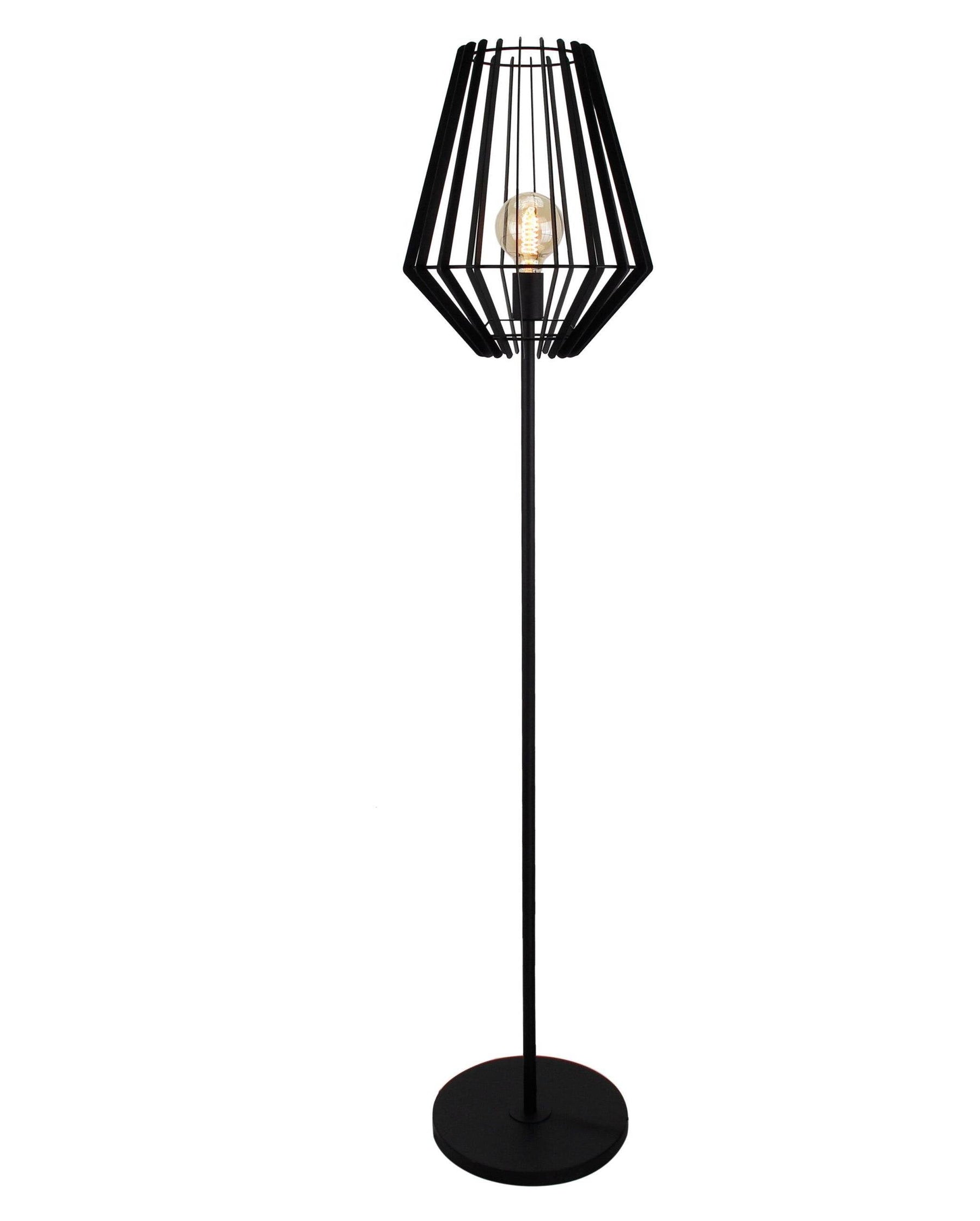 Een zwarte Chericoni Tavola vloerlamp met een ronde kap van Ø30 cm, geschikt voor één E27-lichtbron. Stijlvol en modern ontwerp.