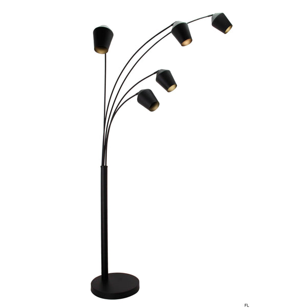 Chericoni Tavola vloerlamp in zwart, 5 lichts met E27 fitting, uitgevoerd in een stijlvol en modern ontwerp.
