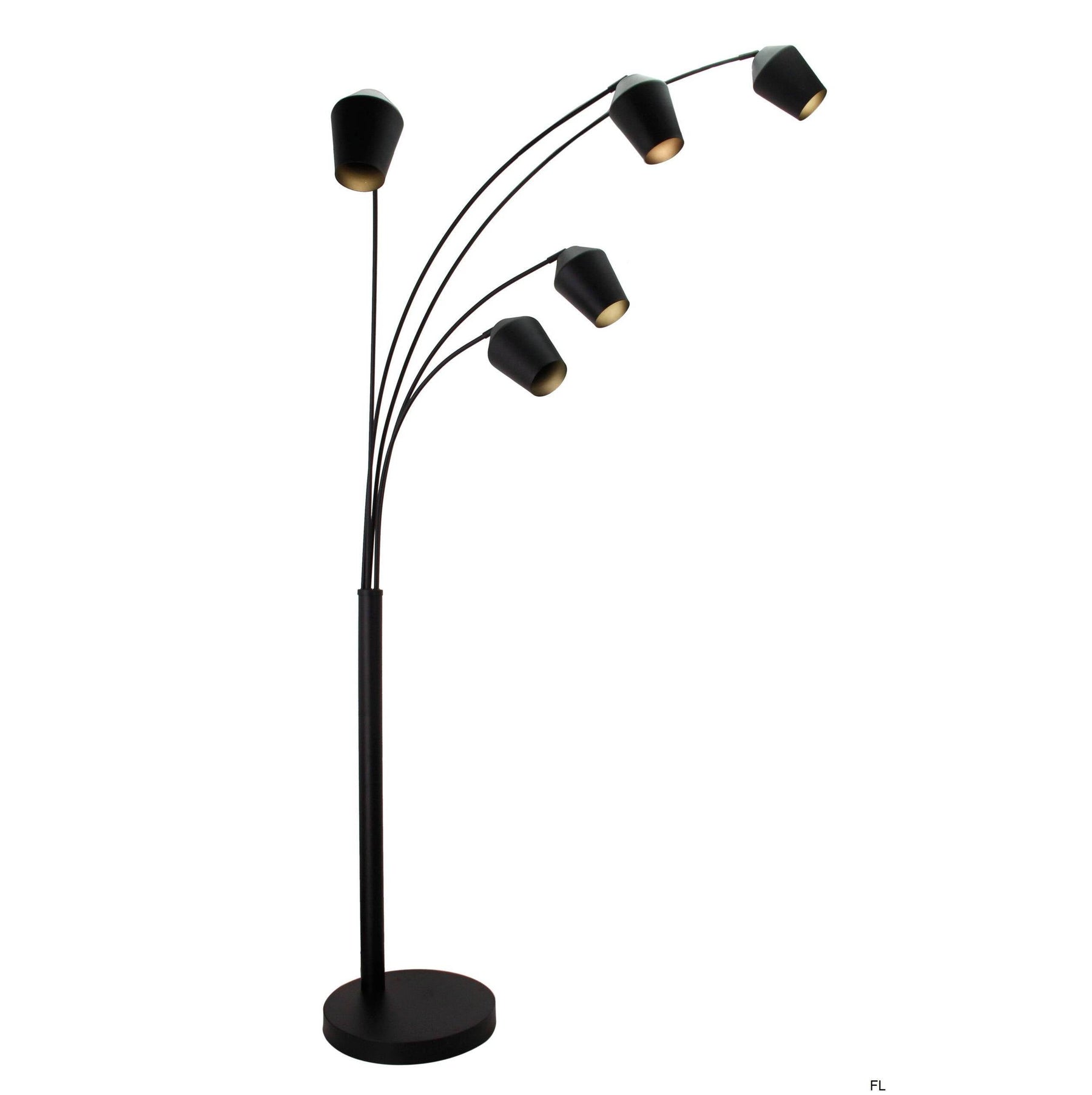 Chericoni Tavola vloerlamp in zwart, 5 lichts met E27 fitting, uitgevoerd in een stijlvol en modern ontwerp.

