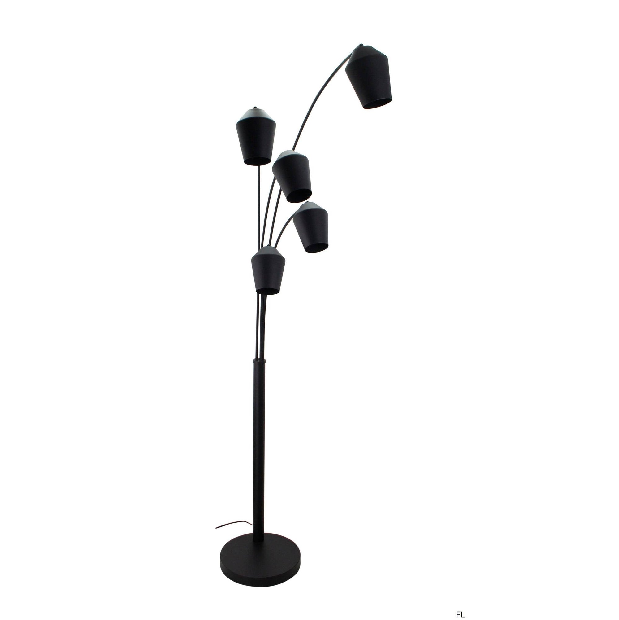 Chericoni Tavola vloerlamp in zwart, 5 lichts, met een elegant en eigentijds ontwerp, ideaal voor luxe verlichting.
