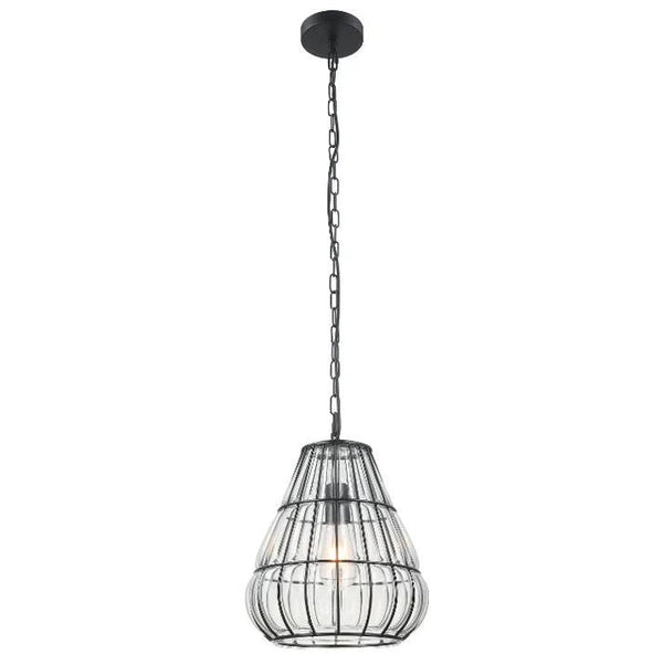 De Chericoni Venezia Uno Hanglamp van zwart metaal met helder glas creëert een bijzonder lichtspel op plafond en muur. 