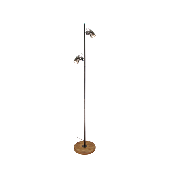 Second Chance Item - Chericoni Tazza Floor Lamp - 2 Lamps - Black Steel with Vintage Wood
