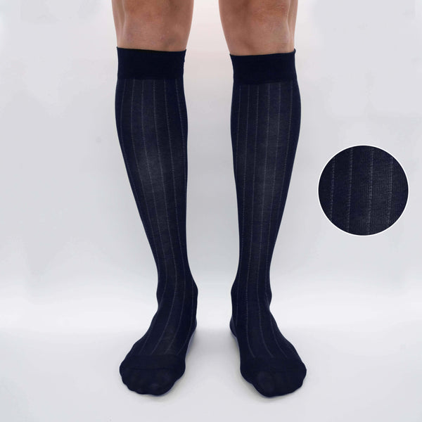 Box of 6 Long Men's Chiffon Ribbed Socks in Filoscozia® - Basic Colors