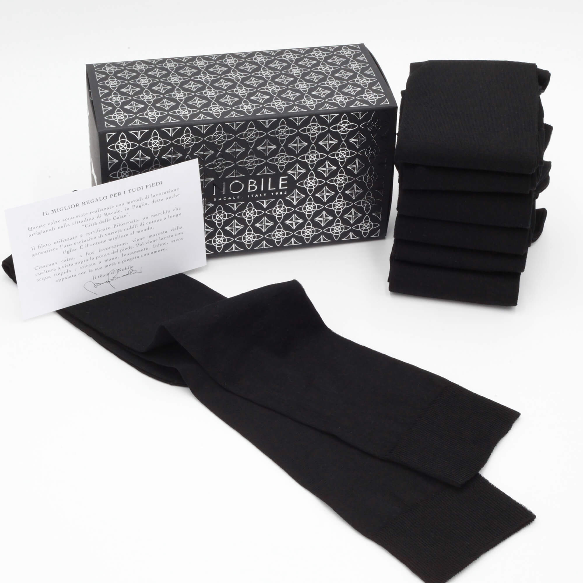 Box of Long Chiffon Socks in Filoscozia® - 6 Pairs Black