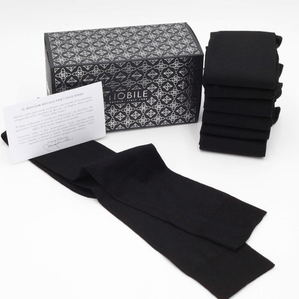 Box of Long Chiffon Socks in Filoscozia® - 6 Pairs Black
