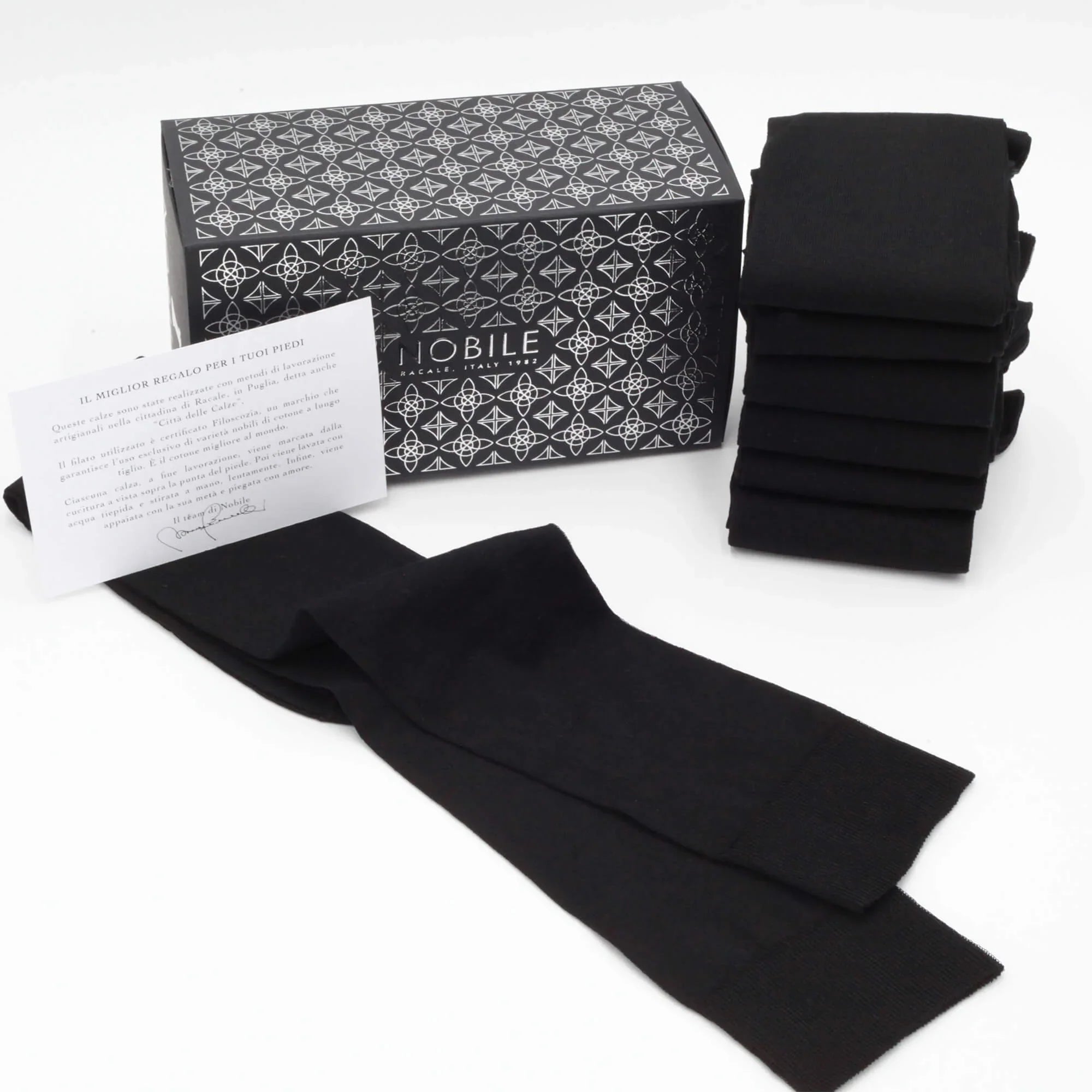 Caja de calcetines largos de cachemira de cabra Hircus de Chiffon - 6 pares negros