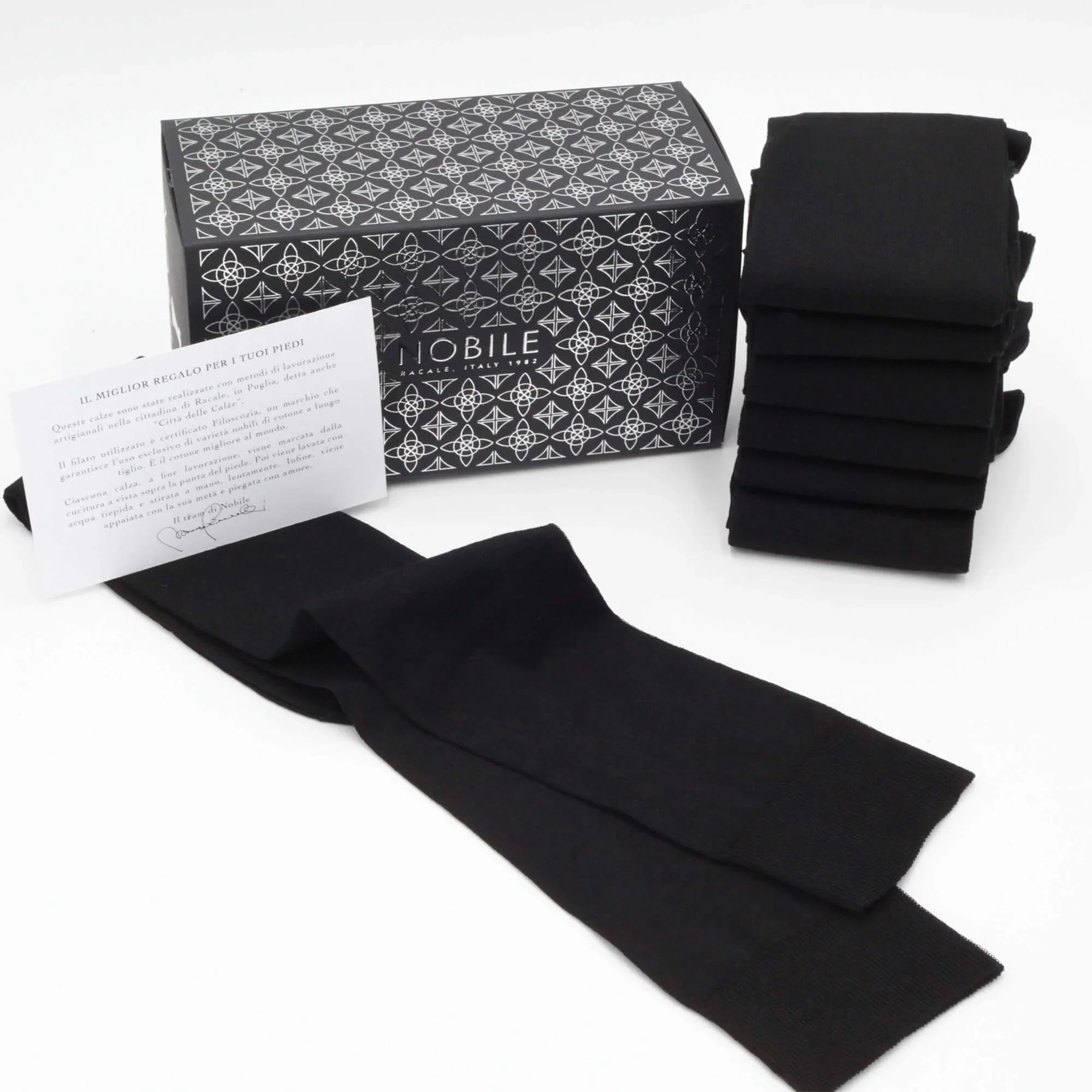 Caja de calcetines largos de cachemira de cabra Hircus de Chiffon - 6 pares negros