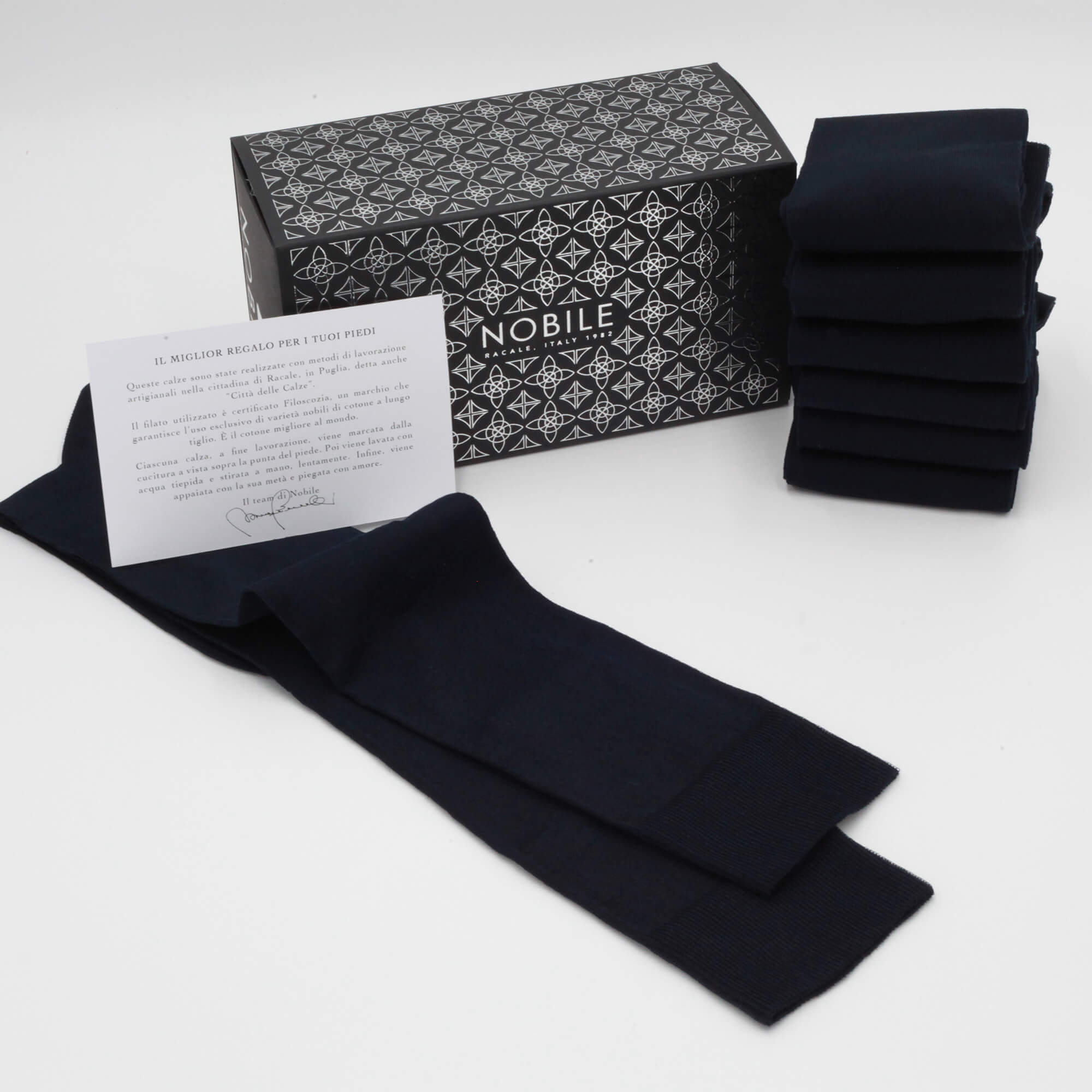 Chiffon Long Socks Box in Filoscozia® - 6 Pairs Blue